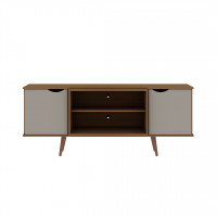 Manhattan Comfort 17PMC11 Hampton 62.99 TV Stand with 4 Shelves and Solid Wood Legs in Off White and Maple Cream